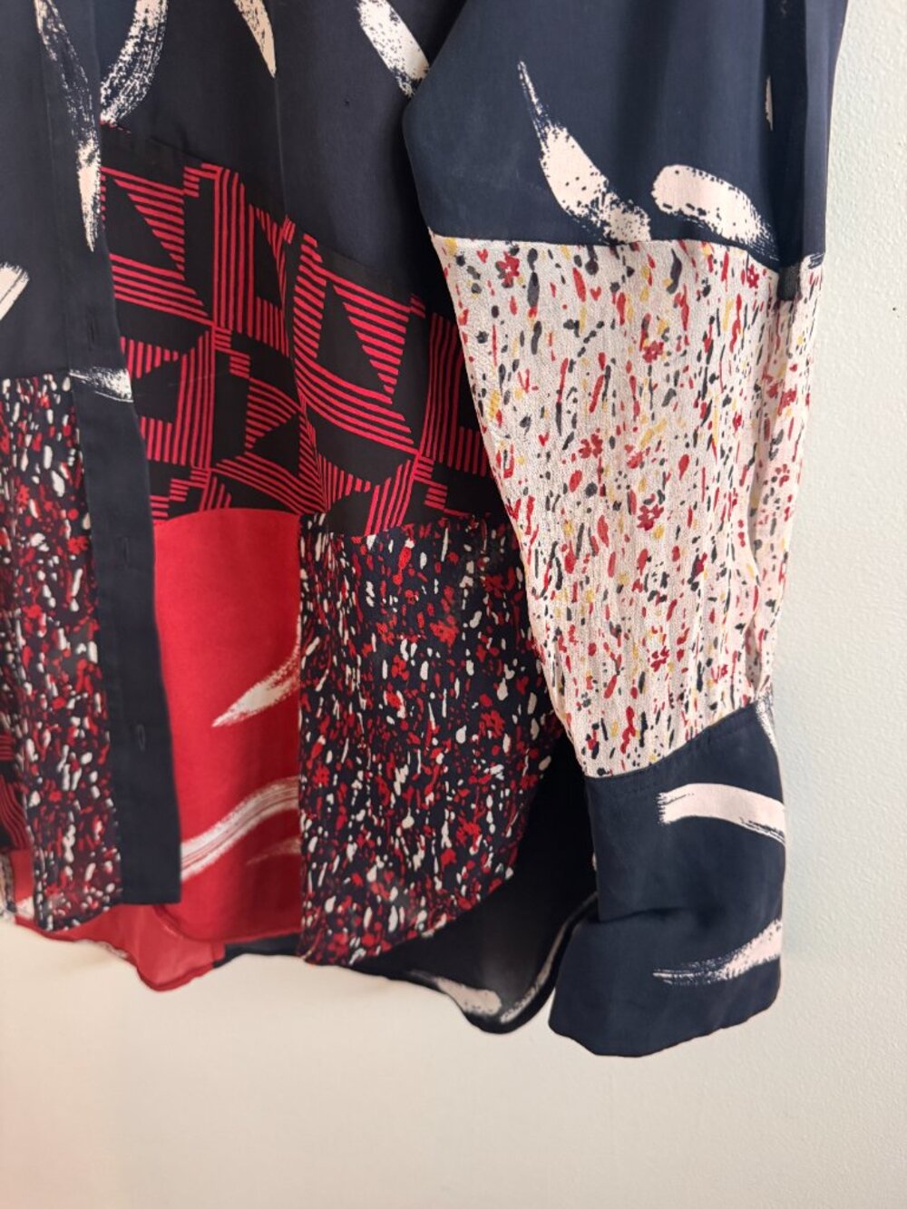 Refined! Joie Silk Multi-Fabric Band Collar Blouse - Picture 4 of 6